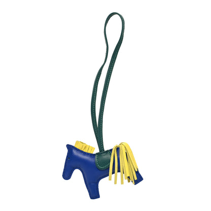Hermes Milo Lambskin Grigri Rodeo Horse Bag Charm PM Bleu Electrique Lime Malachite 1 of 3
