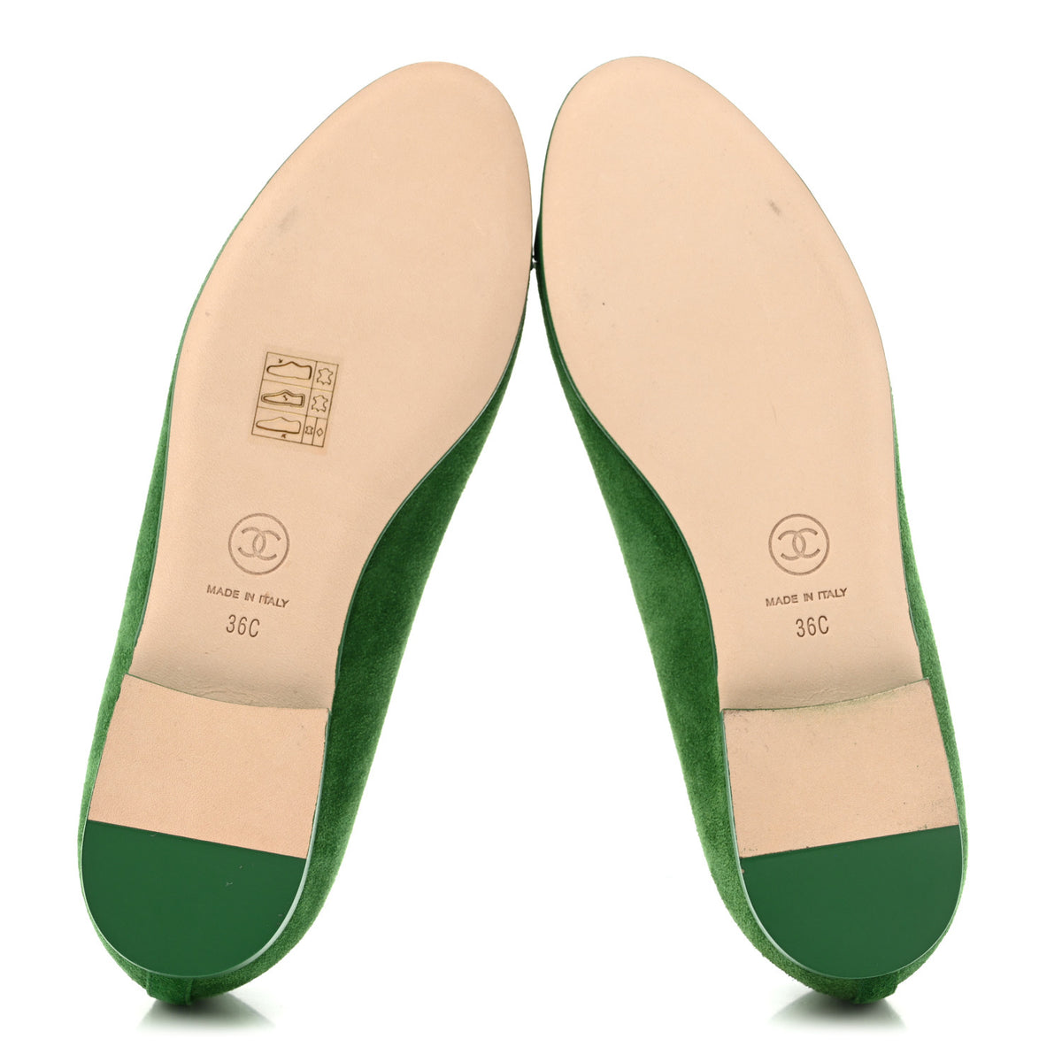 Suede Patent Cap Toe CC Ballerina Flats 36 Green