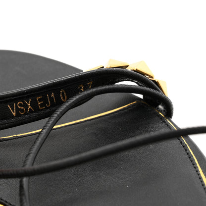 Valentino Garavani Calfskin Rockstud No Limit Gladiator Flat Sandals 37 Black 9 of 10