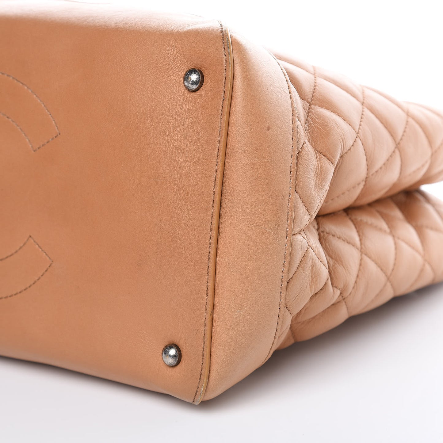 Calfskin Quilted Large Easy Shopping Tote Dark Beige