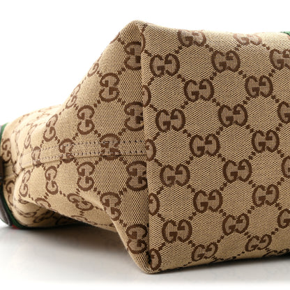 Gucci Monogram Web Small Giglio Tote Beige Dark Brown 9 of 10