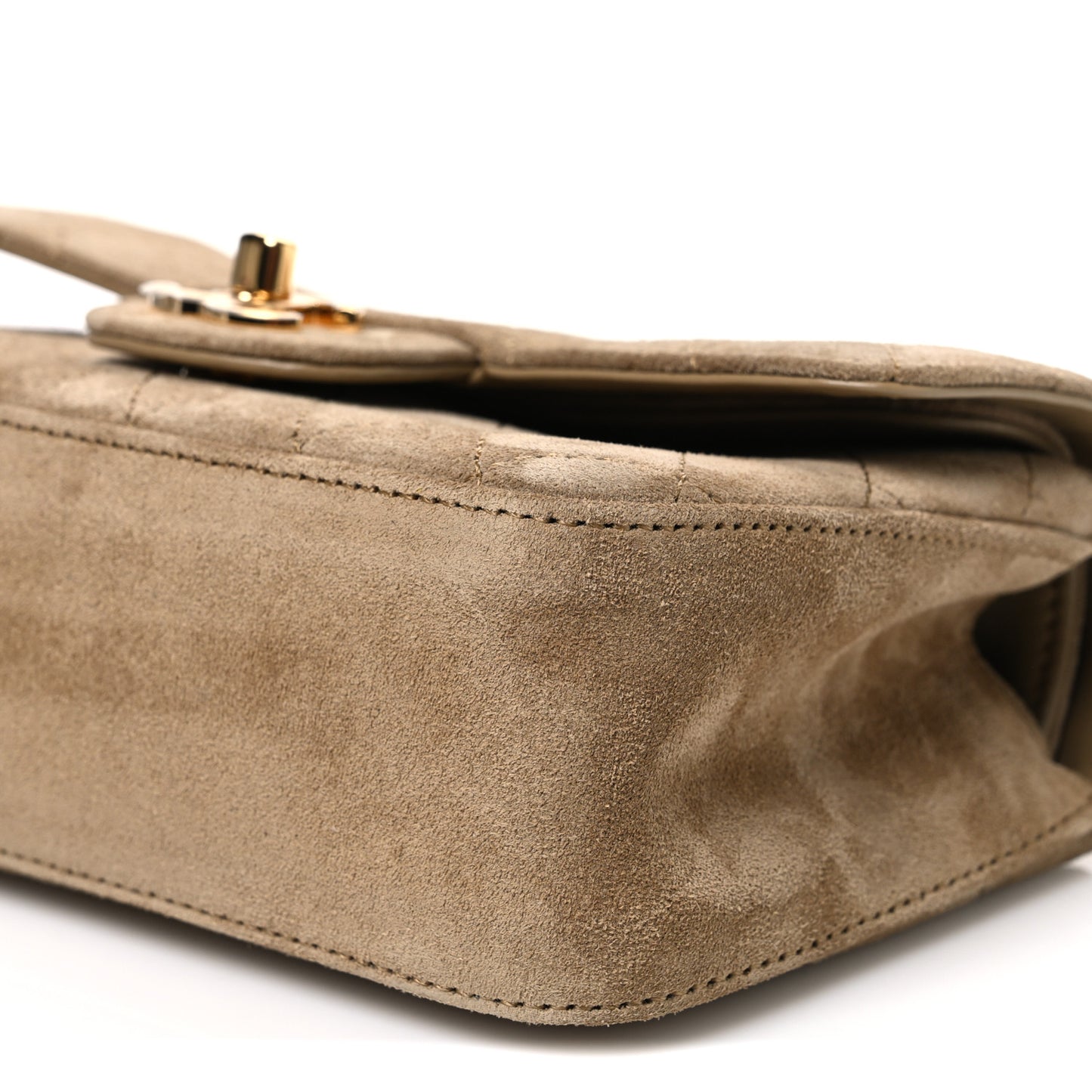 Suede Calfskin Mini Souplissimo Maxi Flap Dark Beige