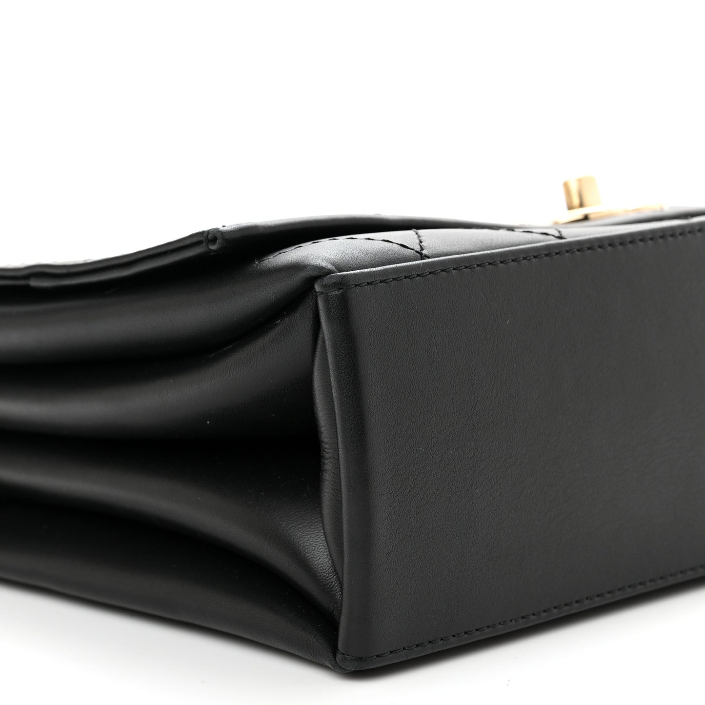 Calfskin Stitched Large Flap Black