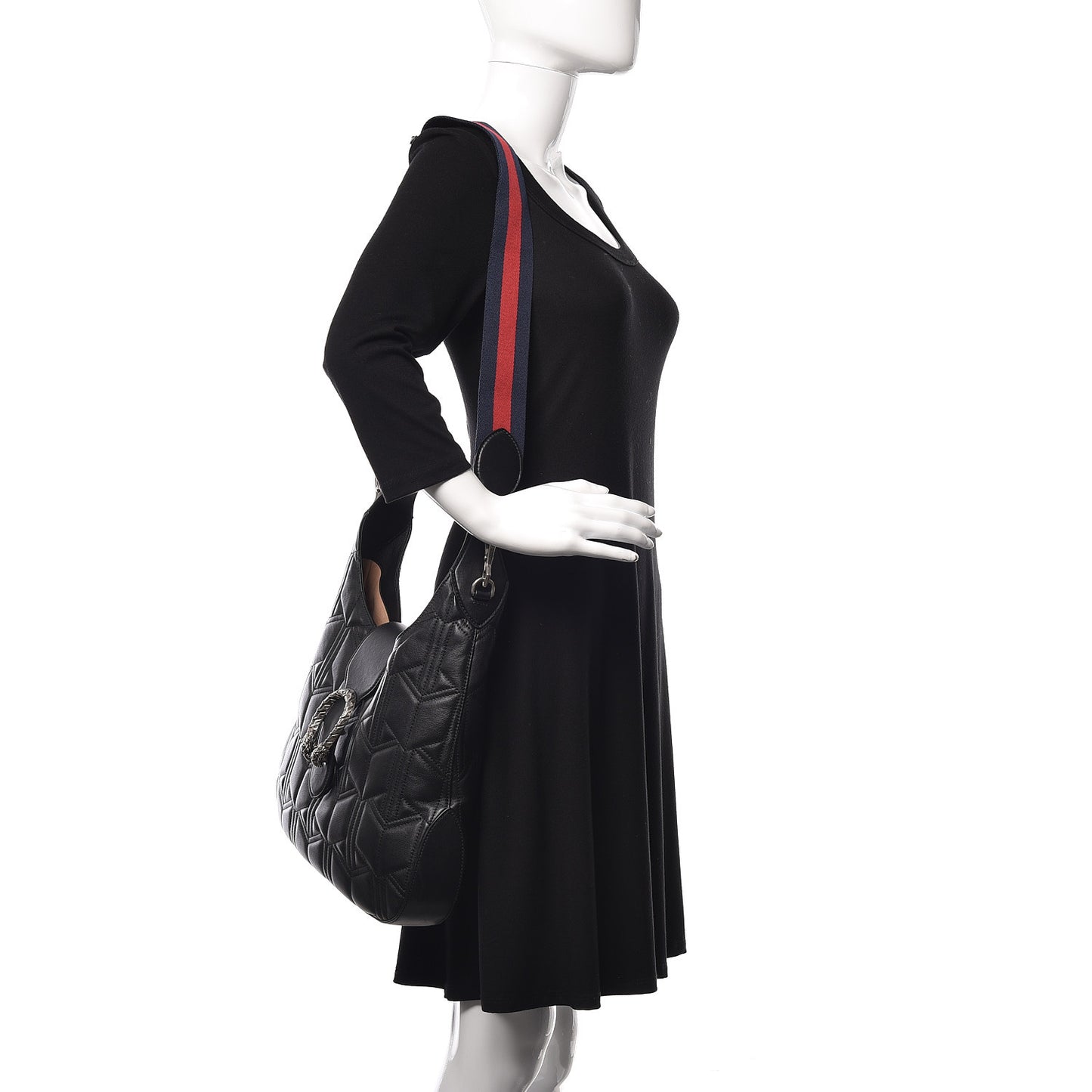 Calfskin Web Quilted Medium Dionysus Hobo Black