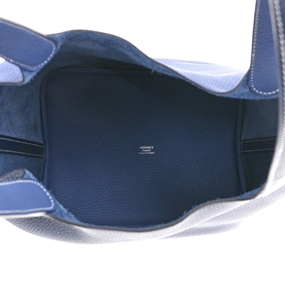 Hermes Taurillon Clemence Casaque Picotin Lock 22 MM Bleu Saphir Bleu Brighton 5 of 10