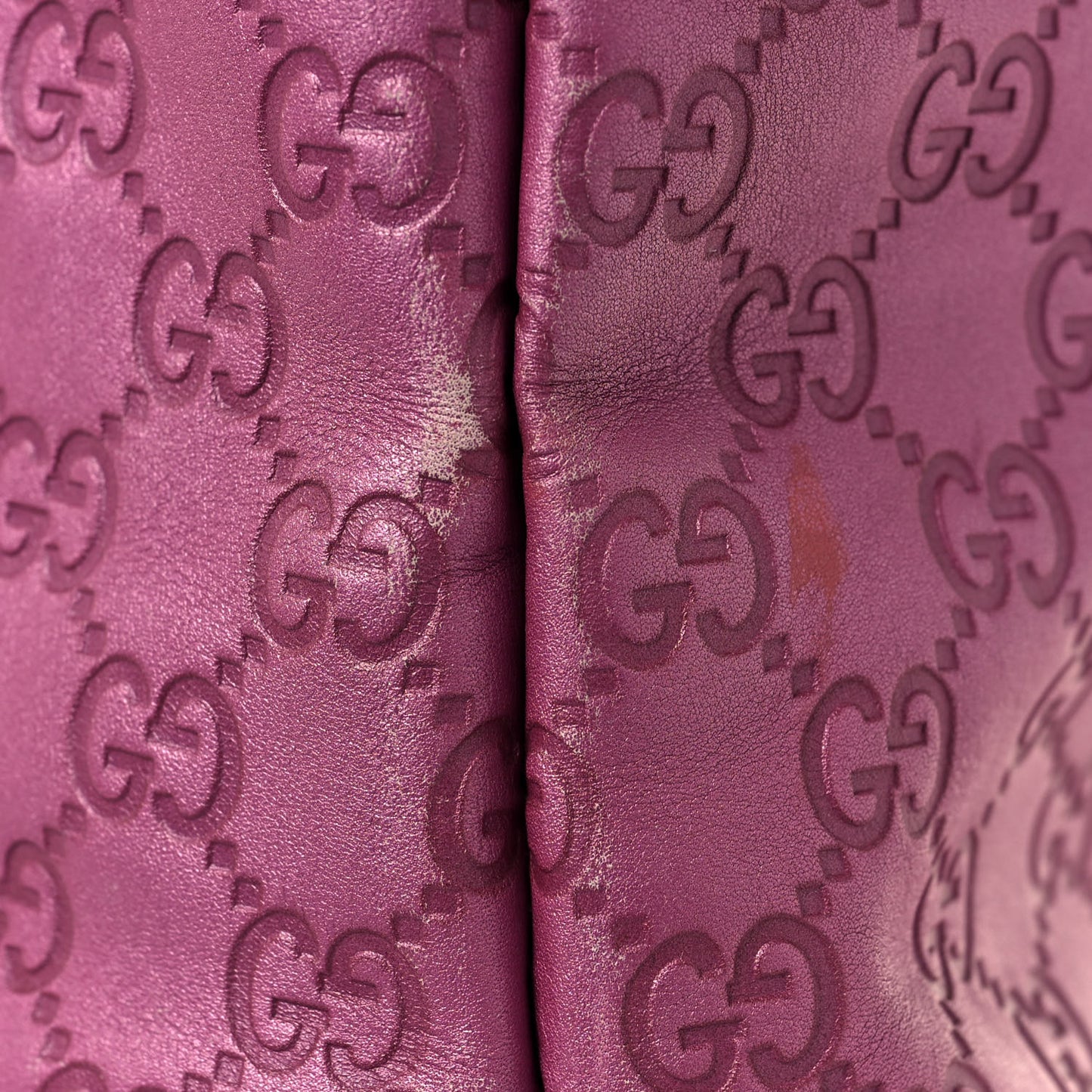 Metallic Soft Guccissima Large Heart Bit Charm Top Handle Tote Fresia Rose