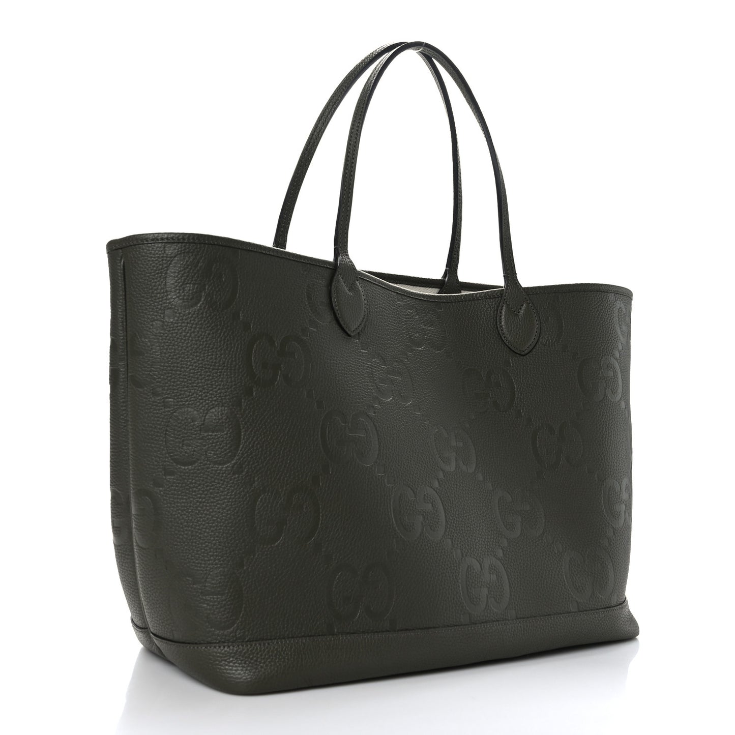 Monogram Jumbo GG Calfskin Web Large Shopping Tote Dark Green