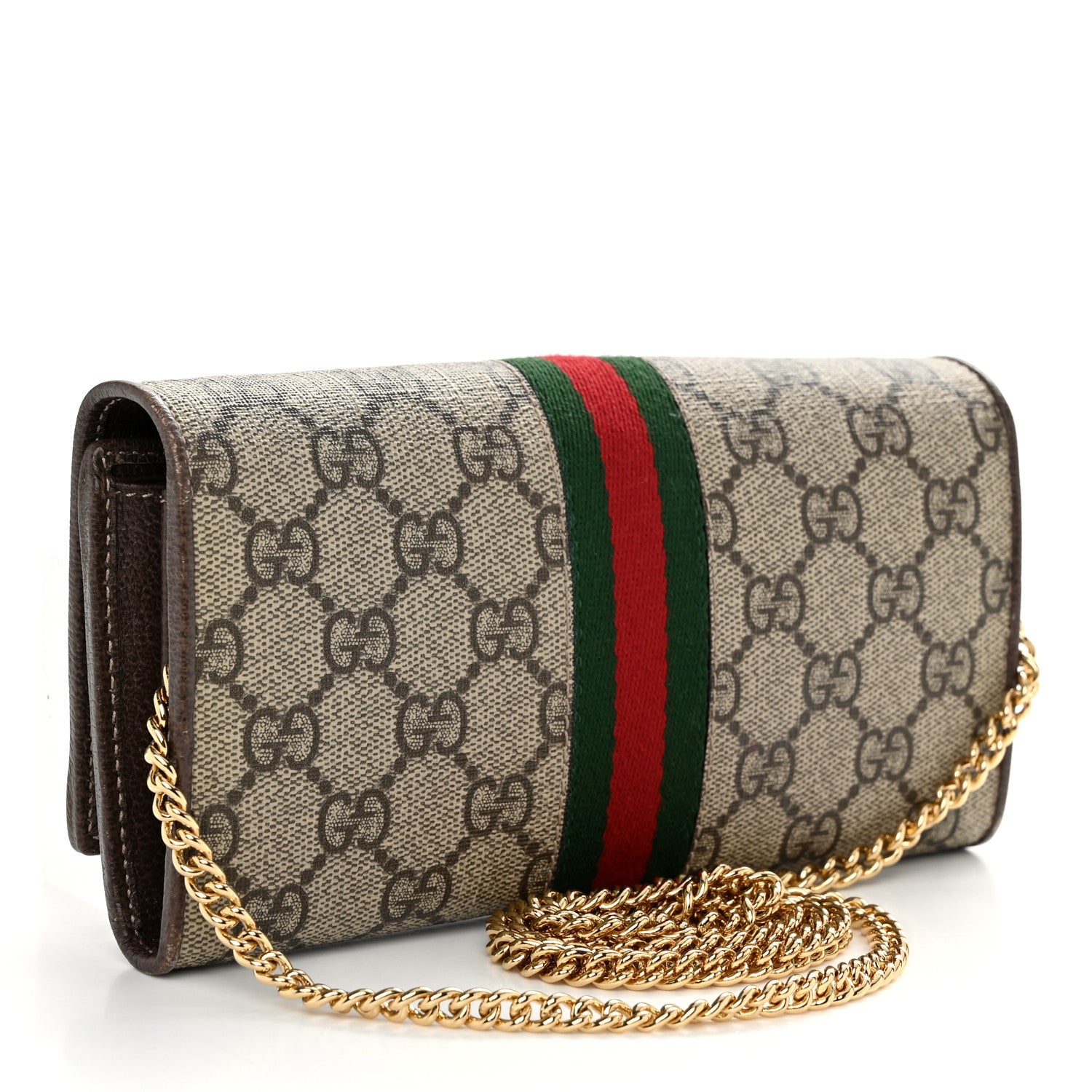 Gucci GG Supreme Monogram Web Ophidia Wallet On Chain Brown 3 of 11