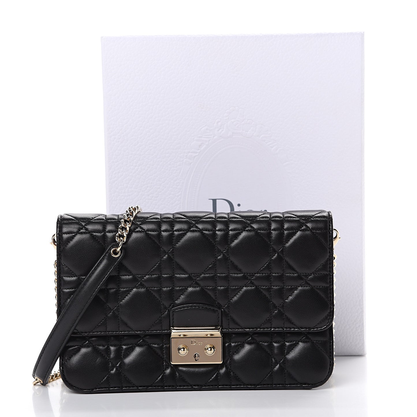 Lambskin Cannage Miss Dior Promenade Pouch Black
