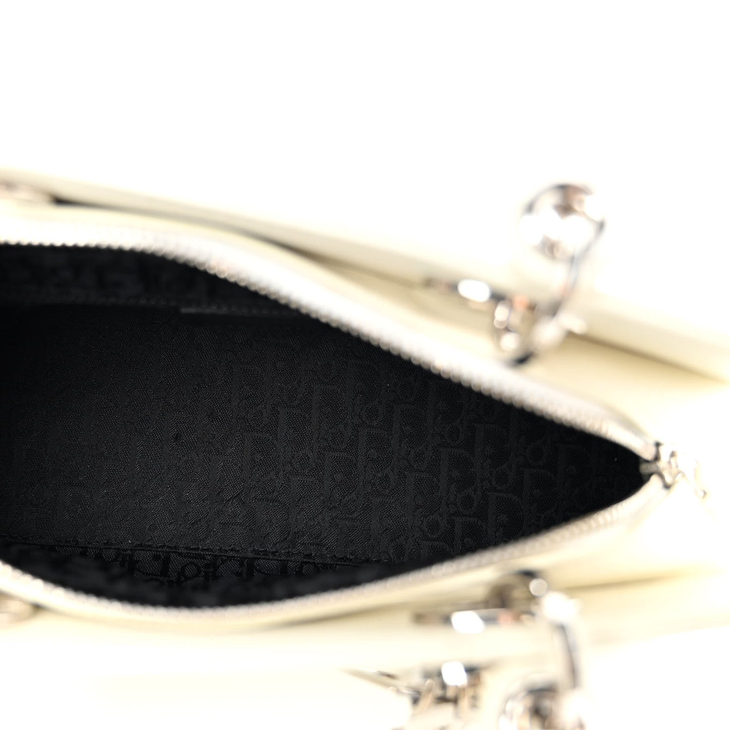Calfskin Cannage Stitched Small East West Lady Dior White