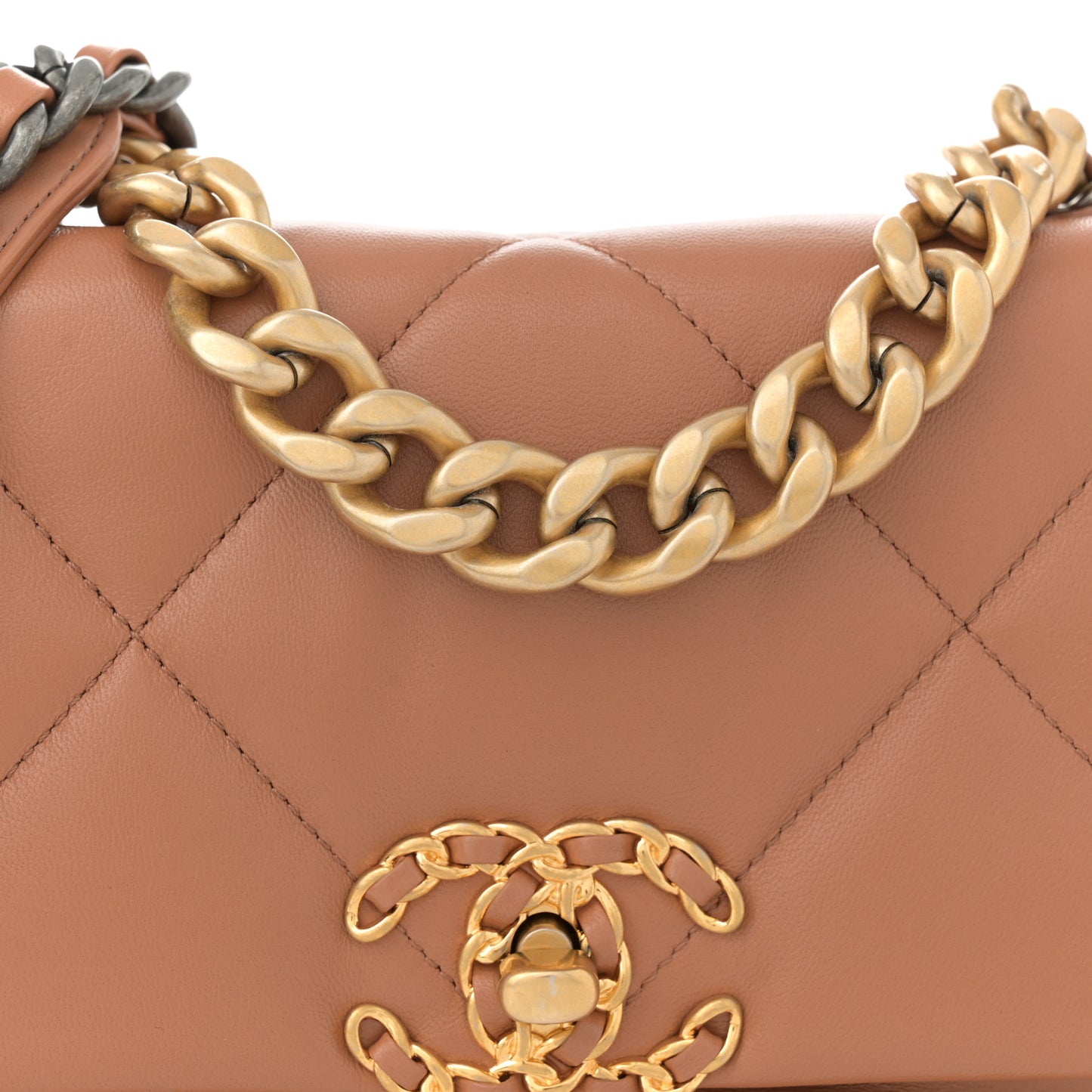 Lambskin Quilted Medium Chanel 19 Flap Brown