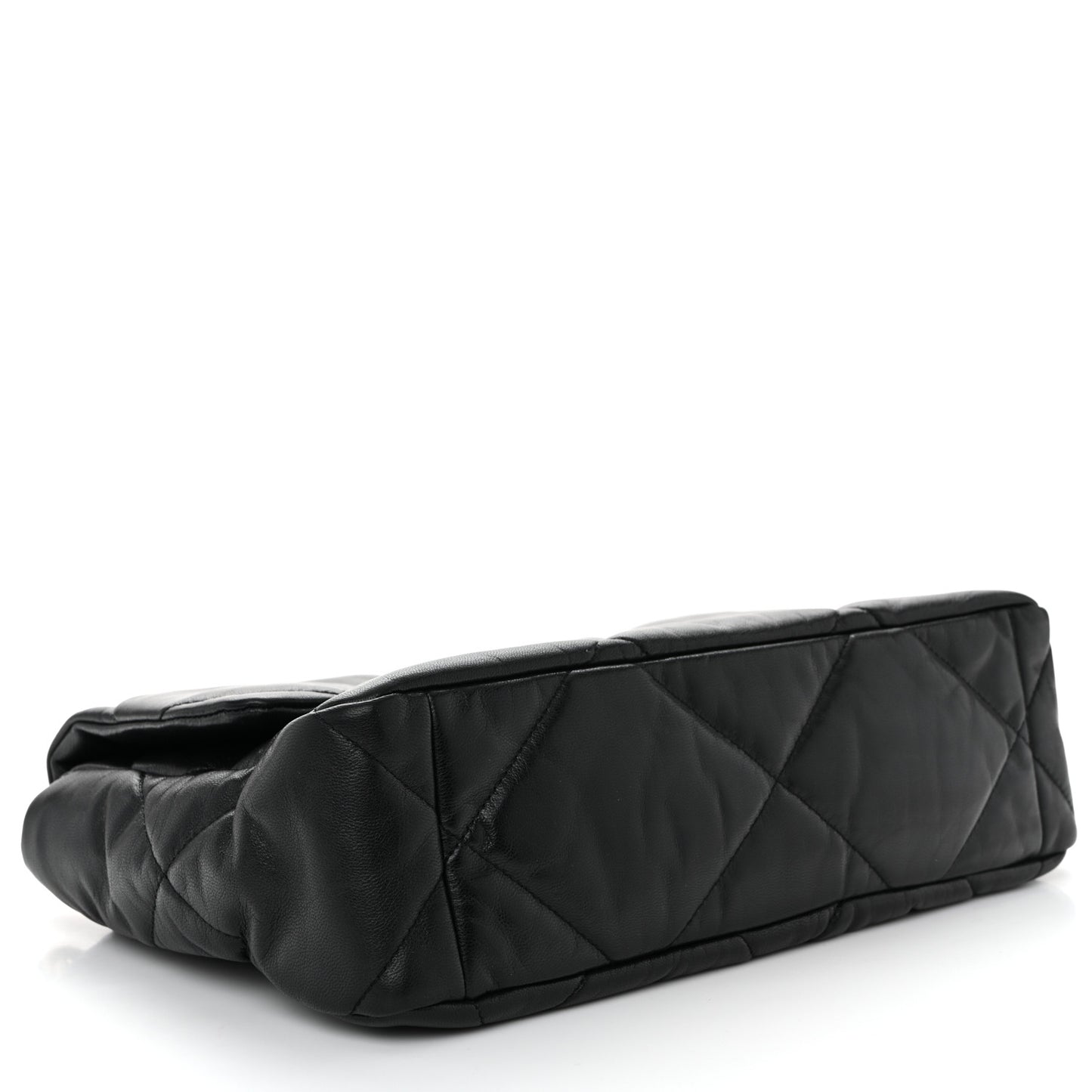 Shiny Goatskin Quilted Large Chanel 19 Flap Black