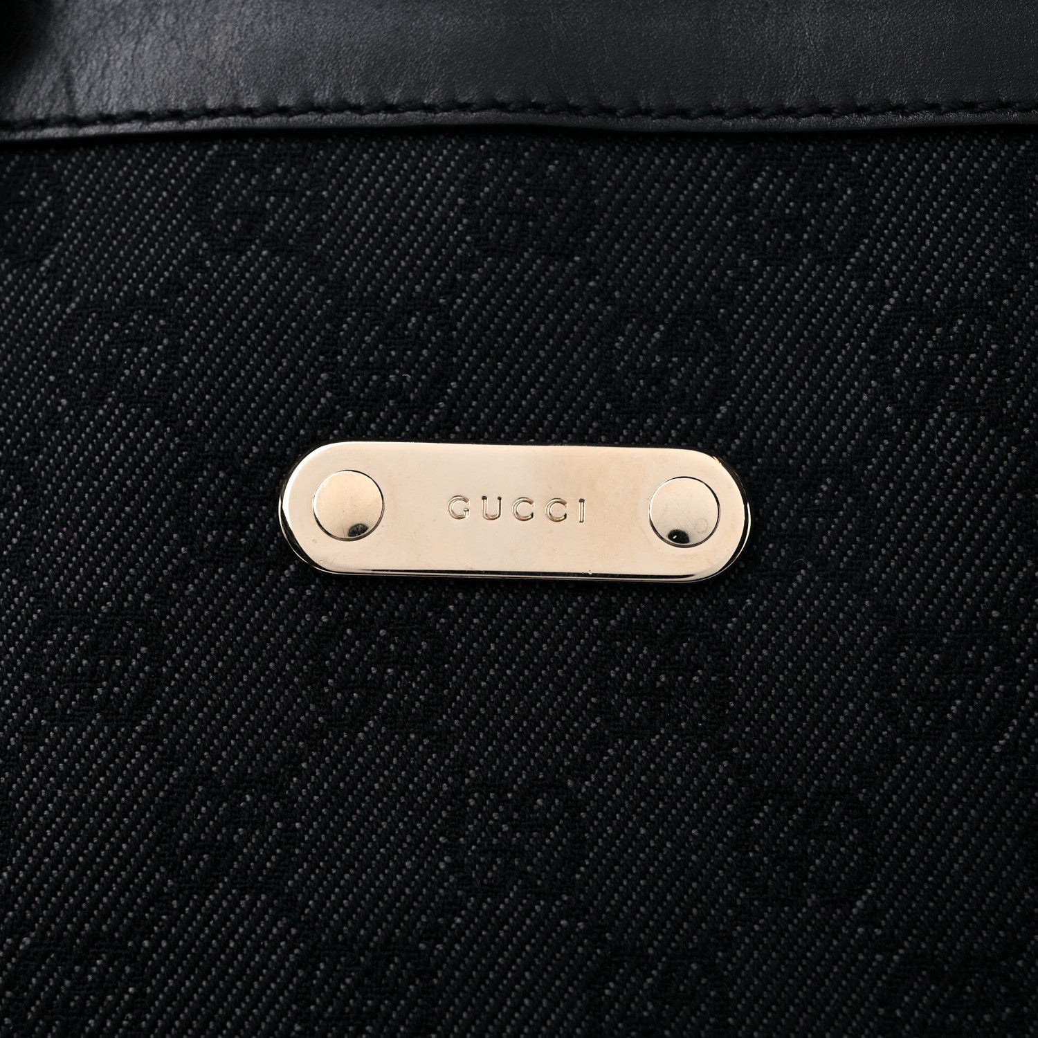 Gucci Denim Monogram Chain Bucket Tote Black 13 of 13