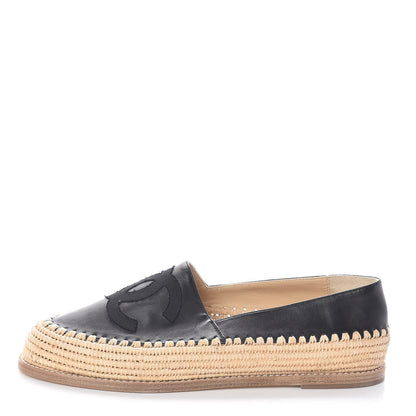 Chanel Lambskin Grosgrain CC Espadrilles 38 Black 1 of 8