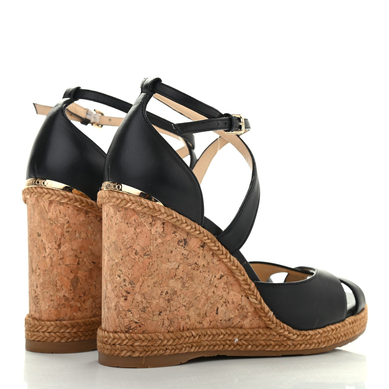 Jimmy Choo Nappa Rope Cork Alanah 105 Wedge 38.5 Black 4 of 11