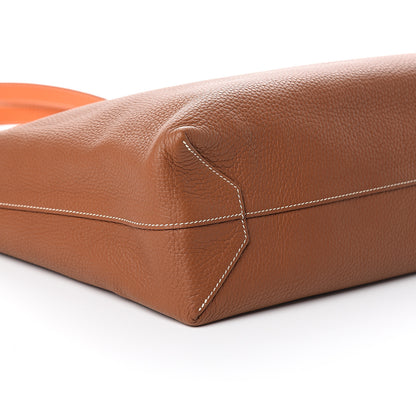 Hermes Taurillon Clemence Double Sens 36 Reversible Tote Orange Gold 7 of 8