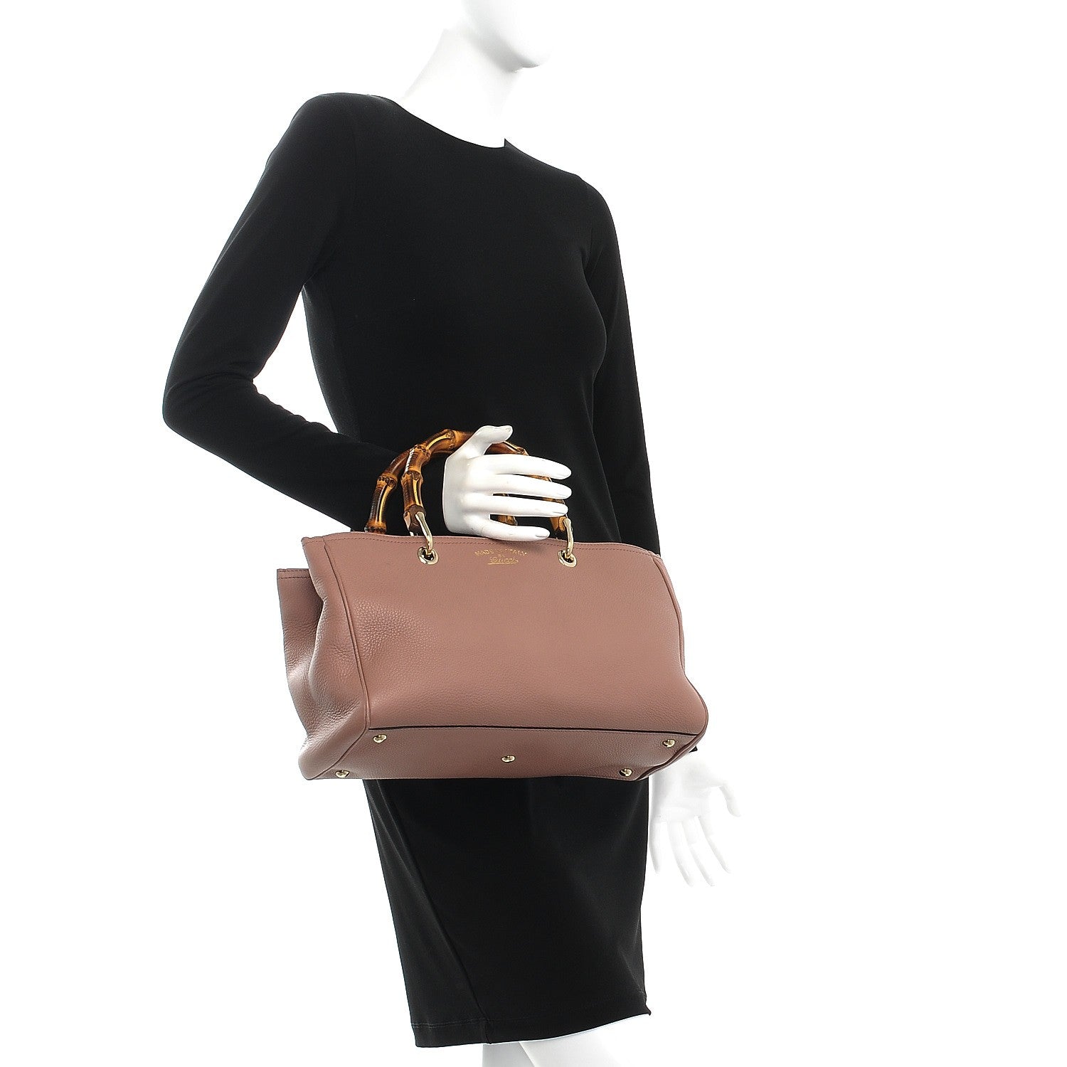 Gucci Pebbled Calfskin Medium Bamboo Shopper Tote Rosy Phard 3 of 9