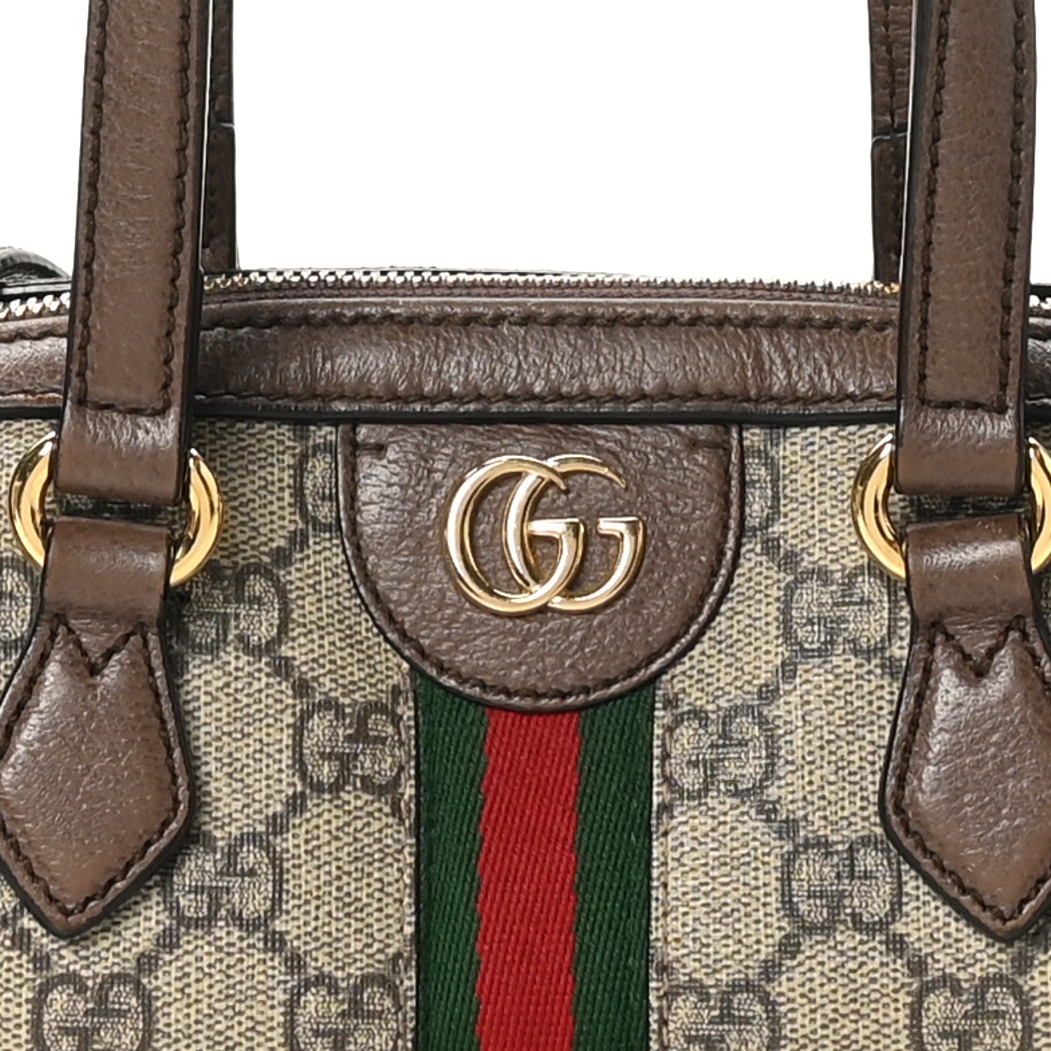 Gucci GG Supreme Monogram Web Small Ophidia Boston Bag Beige New Acero 8 of 11