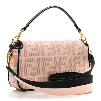 Fendi Canvas Vitello King FF Embroidered Baguette Rosa Quarzo Black 3 of 10
