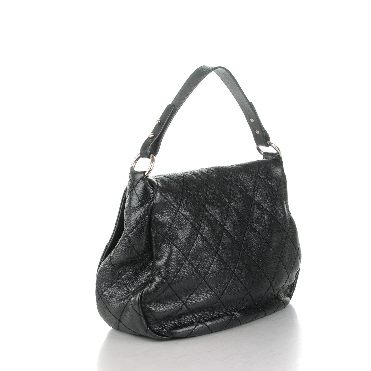 Chanel Glazed Calfskin XL On The Road Flap Black 3 of 8