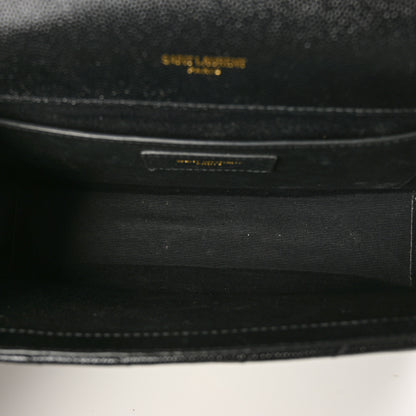 Saint Laurent Grain De Poudre Matelasse Chevron Medium Monogram Satchel Black 5 of 7