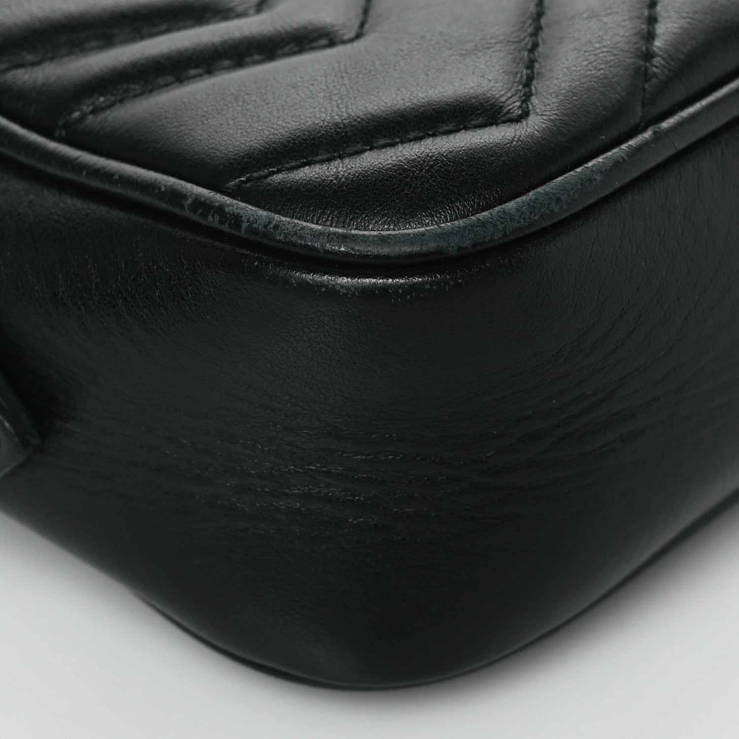 Gucci Calfskin Matelasse Mini GG Marmont Chain Shoulder Bag Black 10 of 11