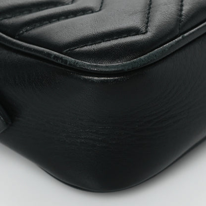 Gucci Calfskin Matelasse Mini GG Marmont Chain Shoulder Bag Black 10 of 11