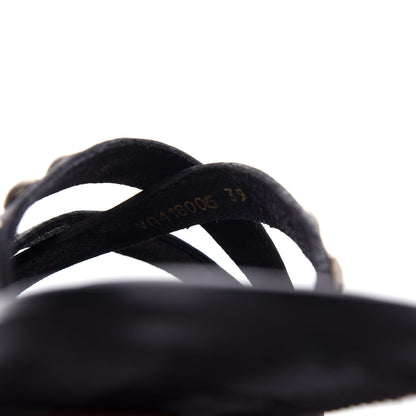 Saint Laurent Calfskin Studded Dash Lux Flat Sandals 39 Black 10 of 11