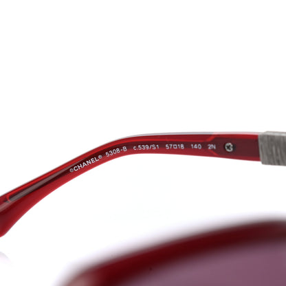 Chanel Crystal Baguette CC Square Sunglasses 5308 Red 5 of 7