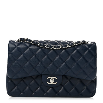 Chanel Caviar Quilted Jumbo Double Flap Navy Blue 1 of 11