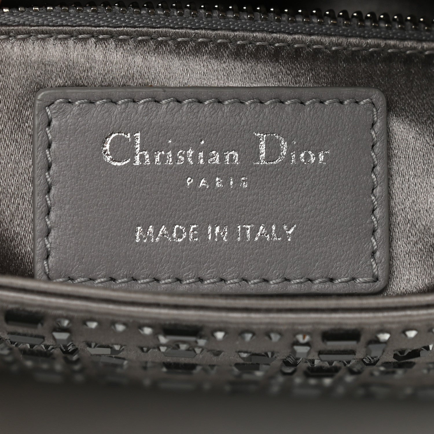 Christian Dior Satin Crystal Cannage Mini Lady Dior Gray 6 of 8