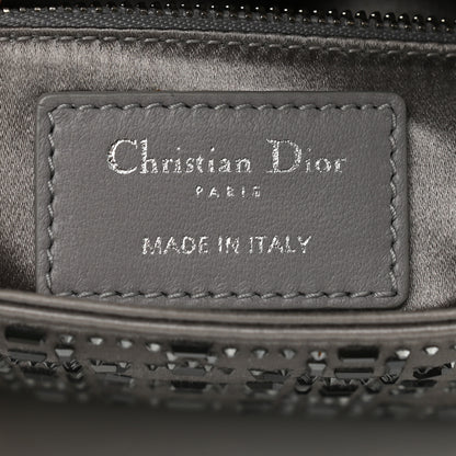 Christian Dior Satin Crystal Cannage Mini Lady Dior Gray 6 of 8