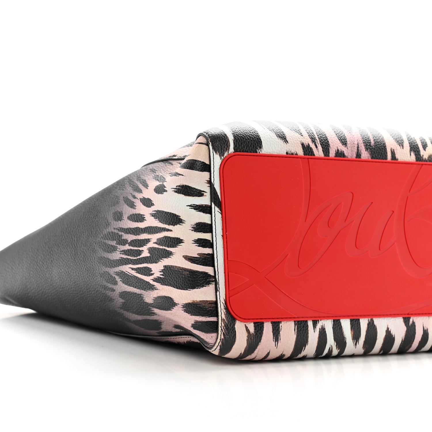 Christian Louboutin Calfskin Degrade Leopard Print Spikes East West Cabata Tote Black Multi 10 of 11