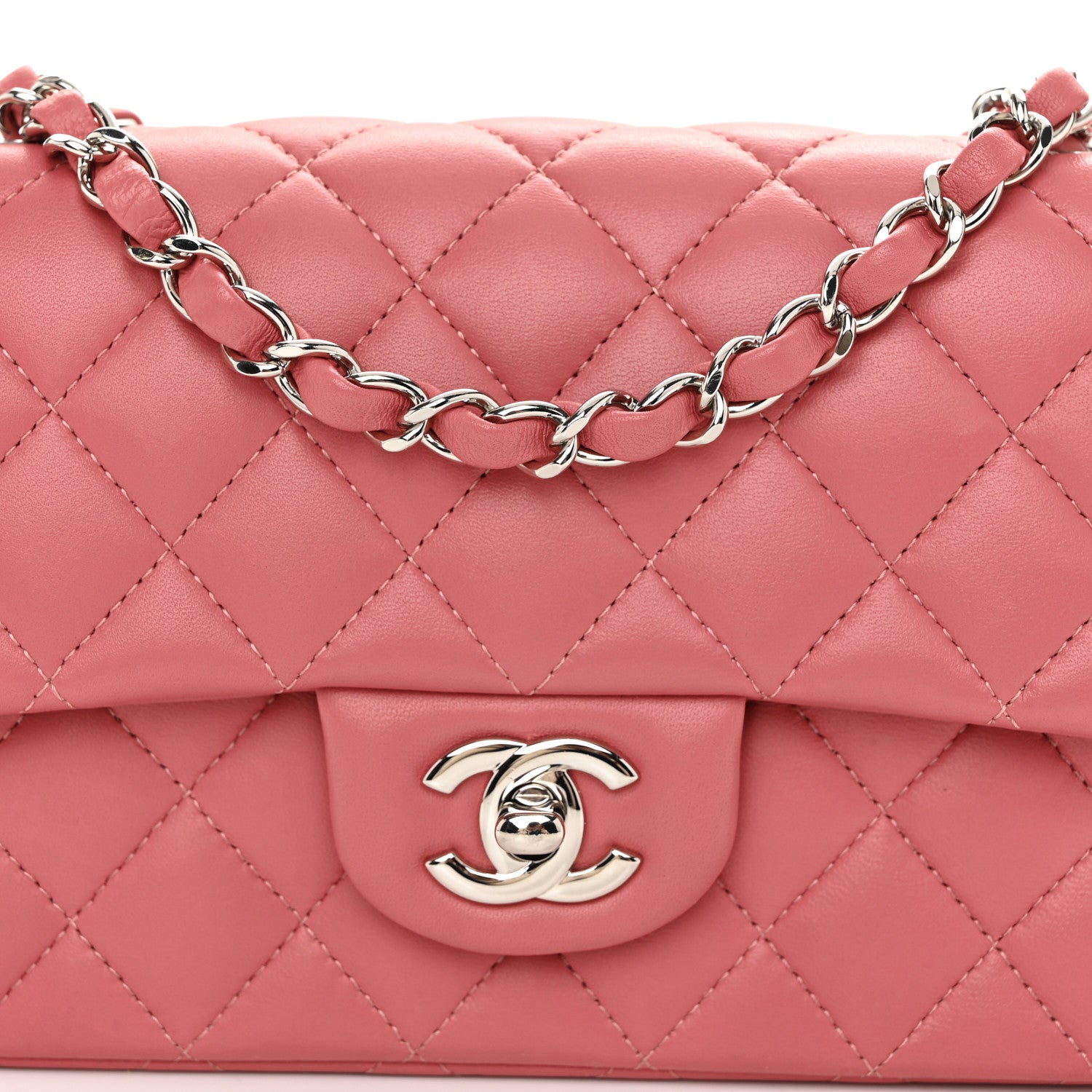Chanel Lambskin Quilted Mini Rectangular Flap Pink 8 of 10