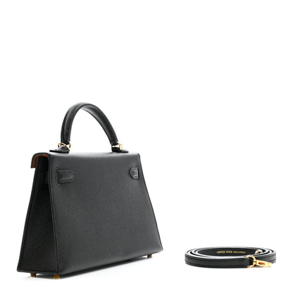 Hermes Epsom Horseshoe Mini Kelly Sellier 20 Black Gold 3 of 12