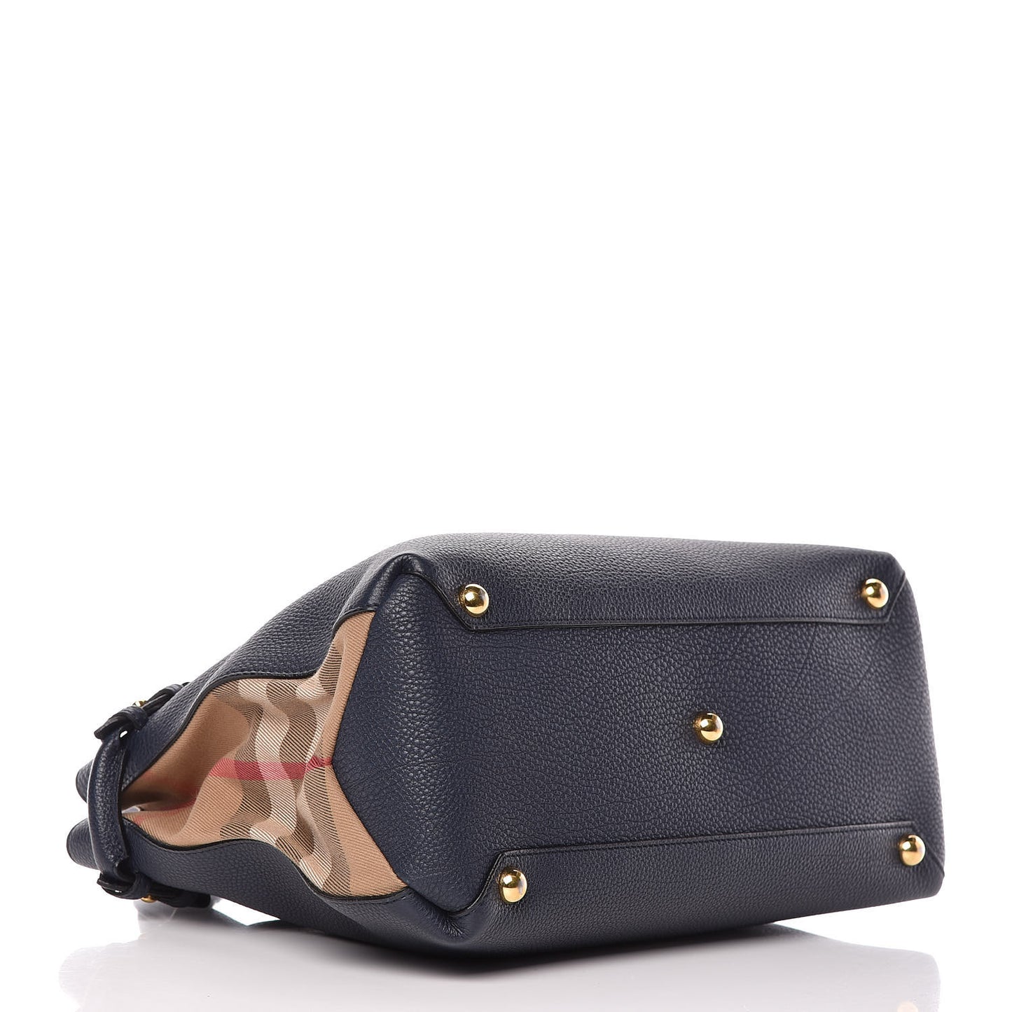 Grainy Calfskin House Check Medium Banner Tote Ink Blue