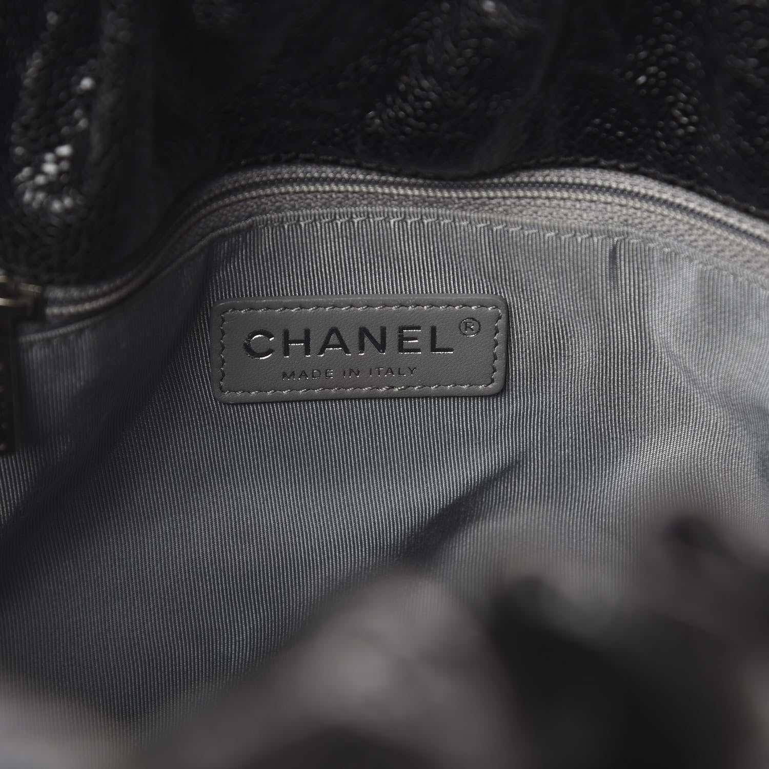 Chanel Distressed Glazed Caviar Quilted Large Elastic Tote Black 7 of 9