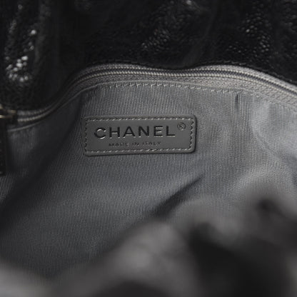 Chanel Distressed Glazed Caviar Quilted Large Elastic Tote Black 7 of 9