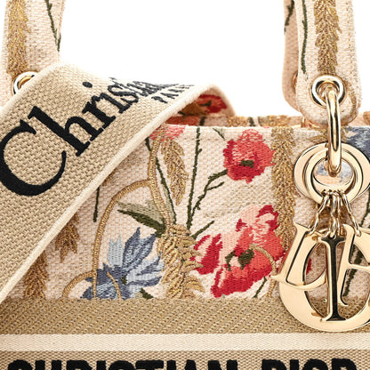 Christian Dior Canvas Embroidered Hibiscus Printed Medium Lady D-Lite Beige Multicolor 8 of 10
