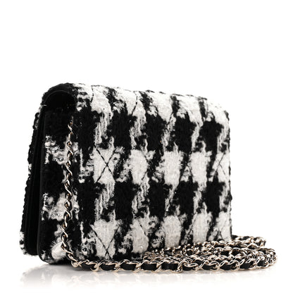 Chanel Tweed Shearling Quilted Chanel Wallet On Chain WOC and Coin Purse White Black 3 of 10