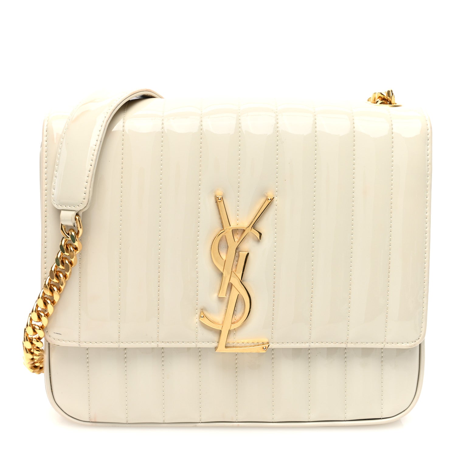 Saint Laurent Patent Matelasse Monogram Large Vicky Chain Bag Crema Soft 1 of 11