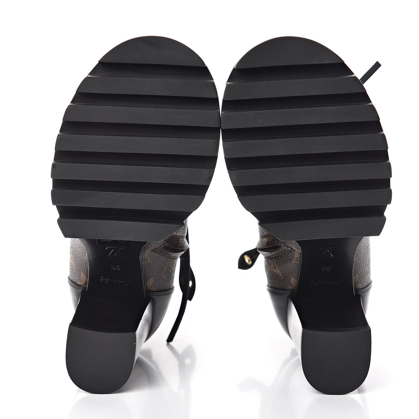 Patent Calfskin Monogram Star Trail Ankle Boots 36 Black