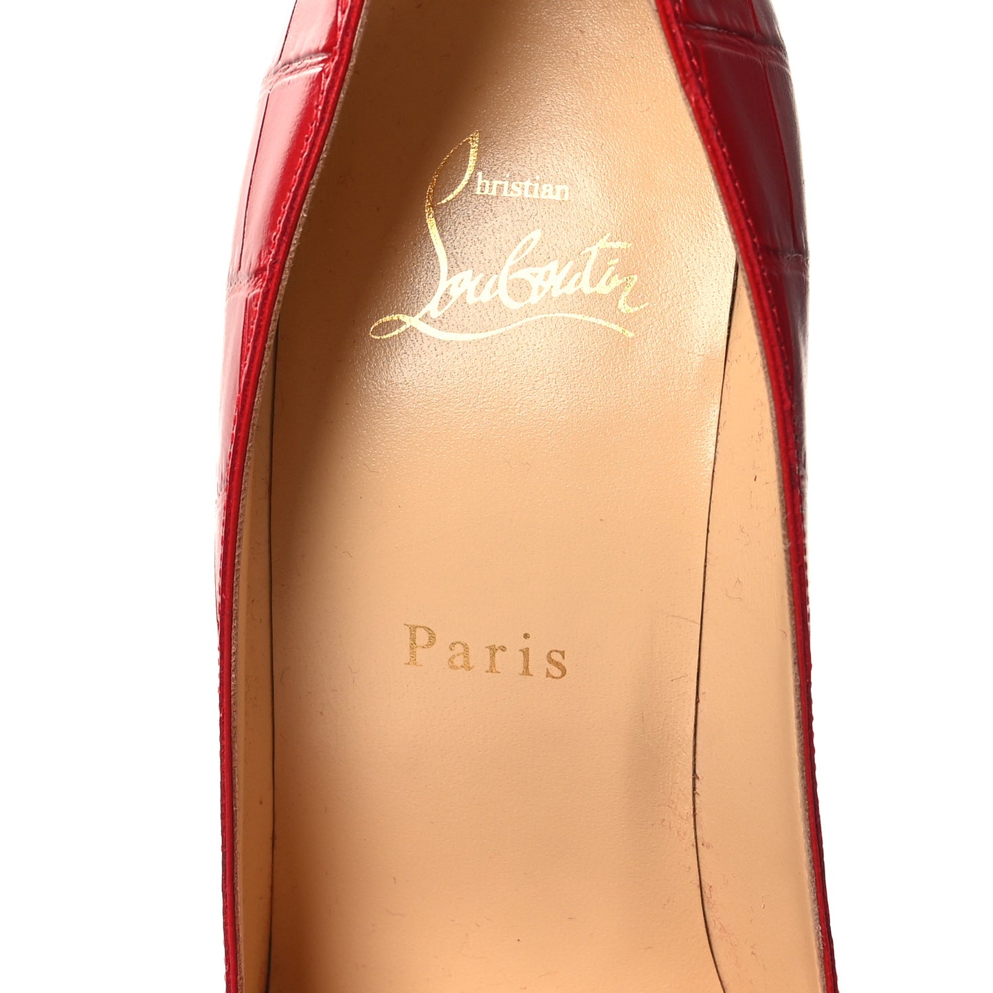 Calfskin Crocodile Embossed Kate 100 Pumps 38 Red