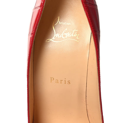 Christian Louboutin Calfskin Crocodile Embossed Kate 100 Pumps 38 Red 7 of 9
