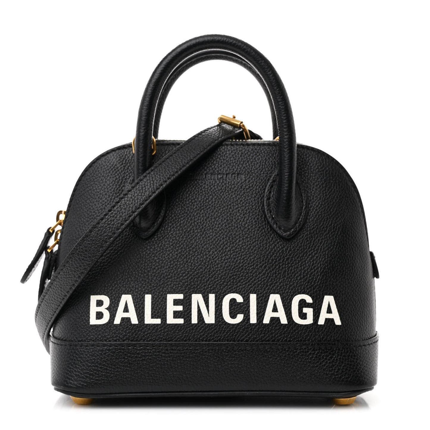 Signature Grained Calfskin XXS Ville Top Handle Bag Black White