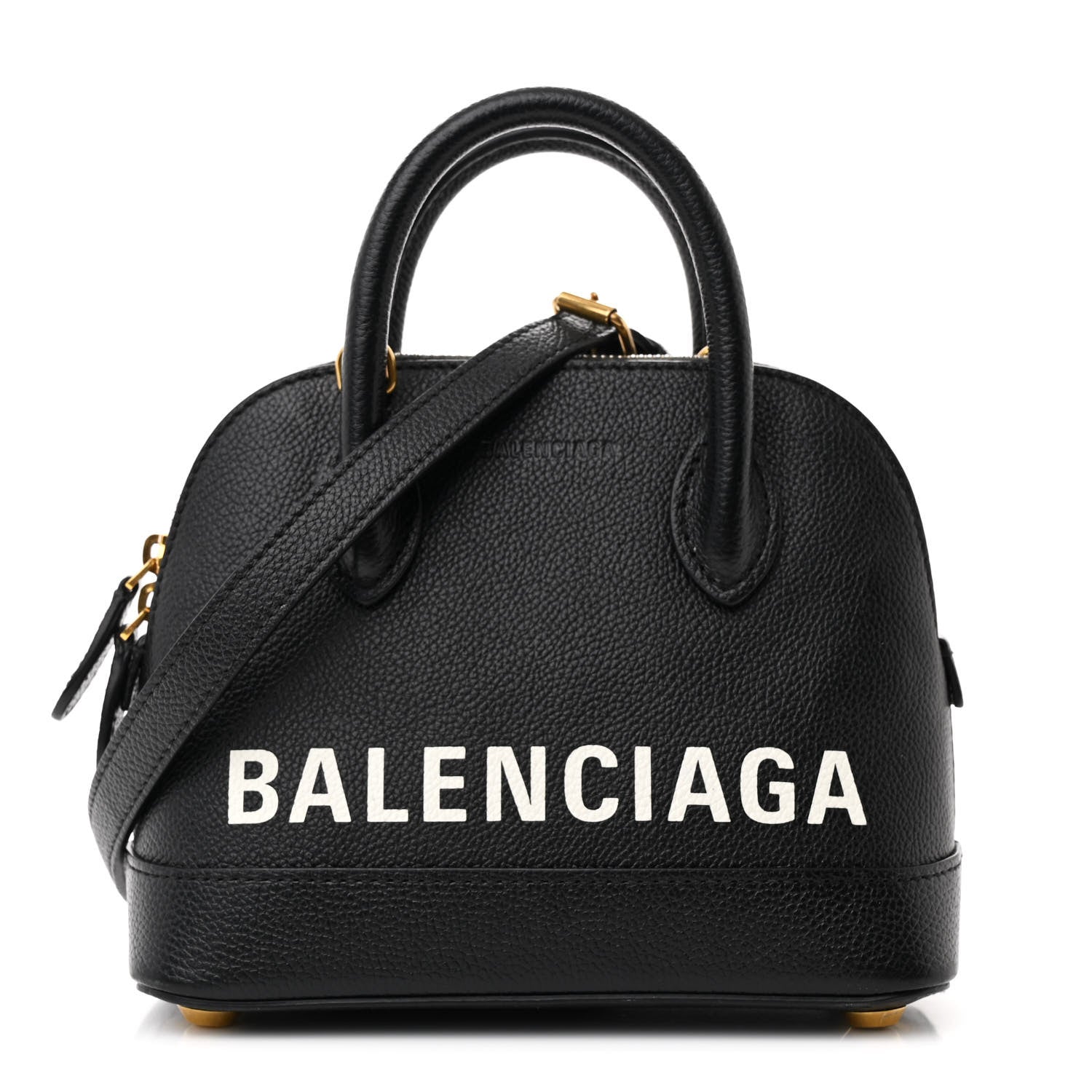 Balenciaga Signature Grained Calfskin XXS Ville Top Handle Bag Black White 1 of 14