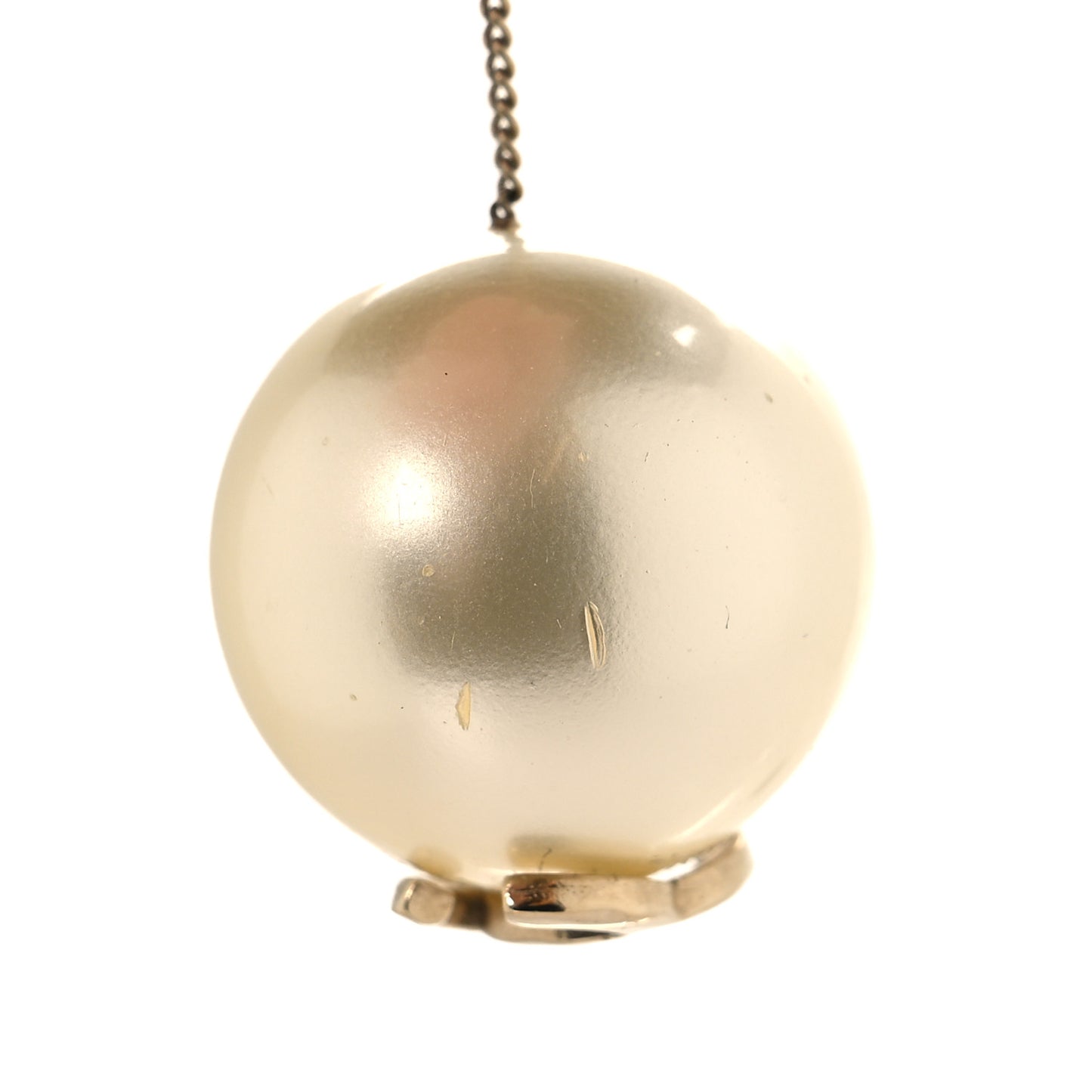 Pearl CC Chain Drop Earrings Gold
