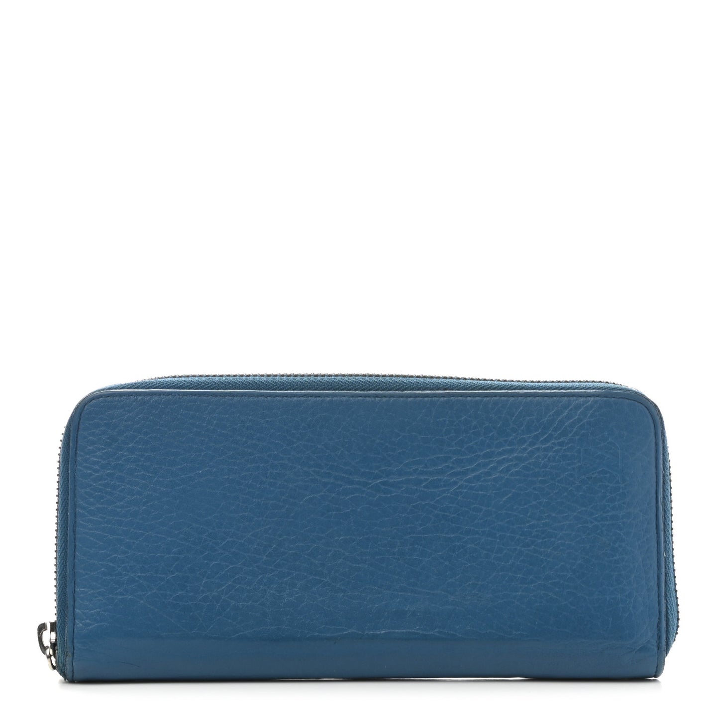 Taurillon Vertical Zippy Wallet Bleu Canard