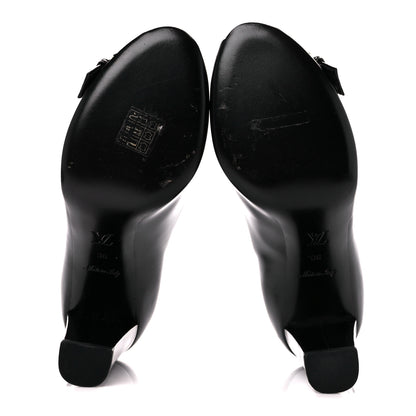 Louis Vuitton LOUIS VUITTON Smooth Calfskin Buckle Peep Toe Pumps 36 Black 5 of 9