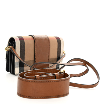 Burberry House Check Bridle Calfskin Small Madison Buckle Bag Tan 3 of 11